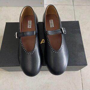 Alaïa Black Mary Jane Flats EU 39 (US 8.5) – Stud Detail Leather, Like New